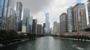 Skyline med Chicago River